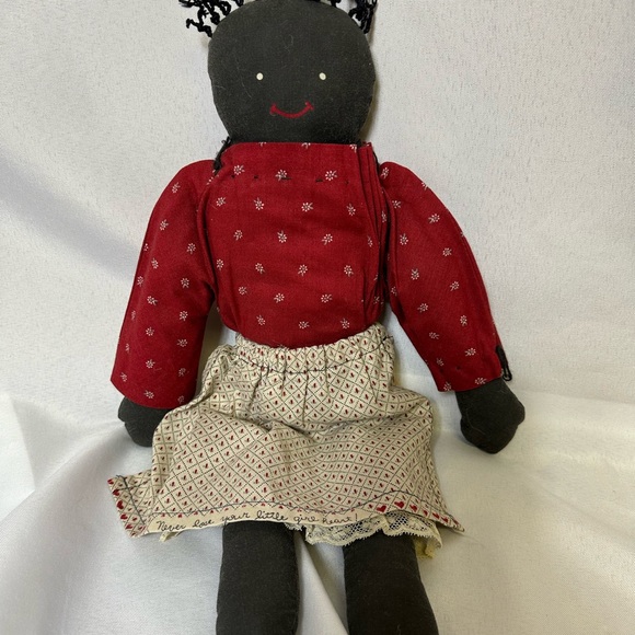 🌺🌺 Handmade African American Antique Stuffed Cloth Doll Black Americana 17 in